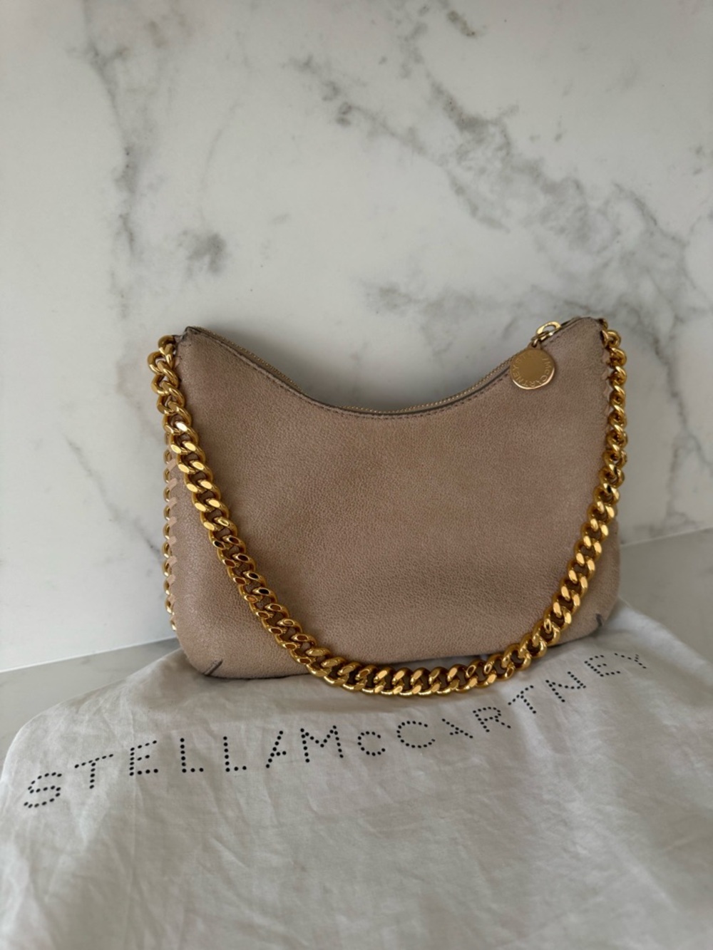 Stella McCartney Beige Shoulder Bag with Gold Chain